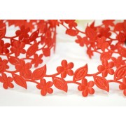 Лента декоративная Цветочки-листочки Красный ширина 3 см, 1 м