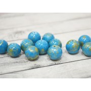 Бусина Нефрит цвет Голубой с напылением круглый 10 мм, 1 шт. 