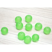 Бусины стекло Круглые матовые Зеленый лайм 10 мм, 10 шт.