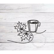 Рисунок из термотрансферной пленки Чашка кофе и листья ПОД ЗАКАЗ