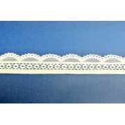 Кружево синтетика Белый фестон плотный, ширина 25 мм, 1 м
