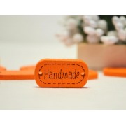 Бирка с надписью Handmade, оранжевая, 2,5*1,3 см